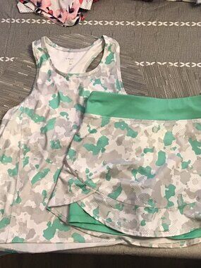 Girl's Layer 8 Tennis/Activewear Set Size L--Top and Skirt w/Attached Shorts